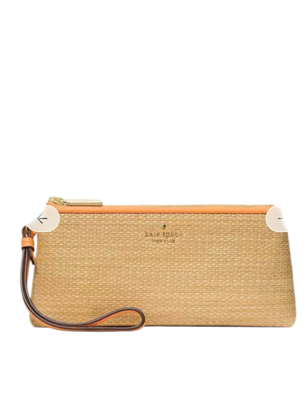 kate spade Natural Straw Wristlet Clutch with Tan Trim